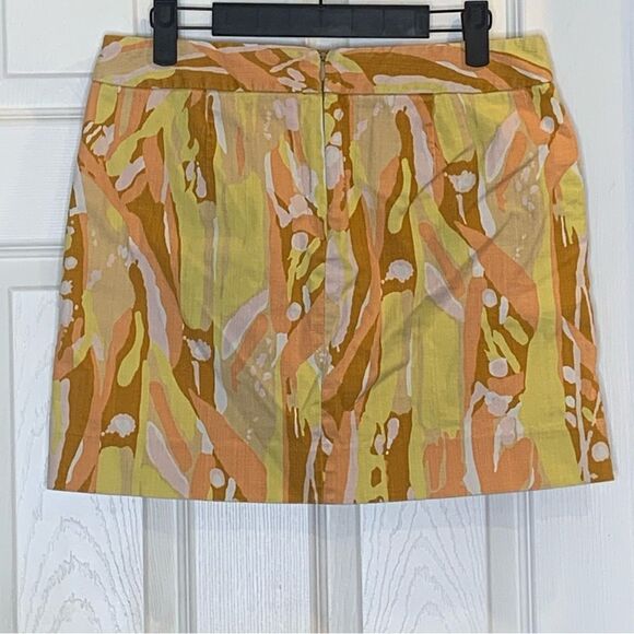 J.Crew Yellow & Orange Water Color Mini Skirt Size 4 - Picture 2 of 9